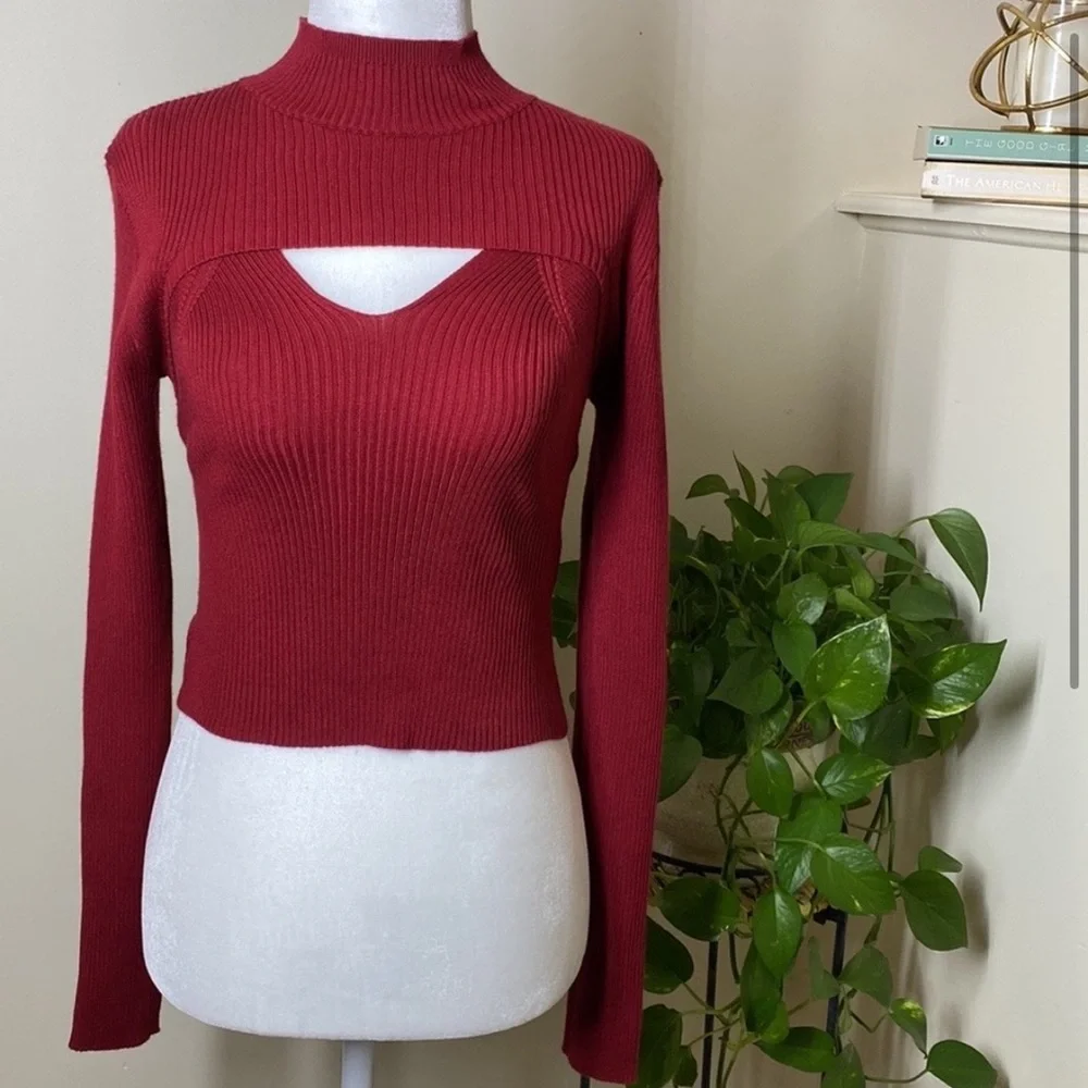 Ribbed Knit Two-Piece Cut Out Top